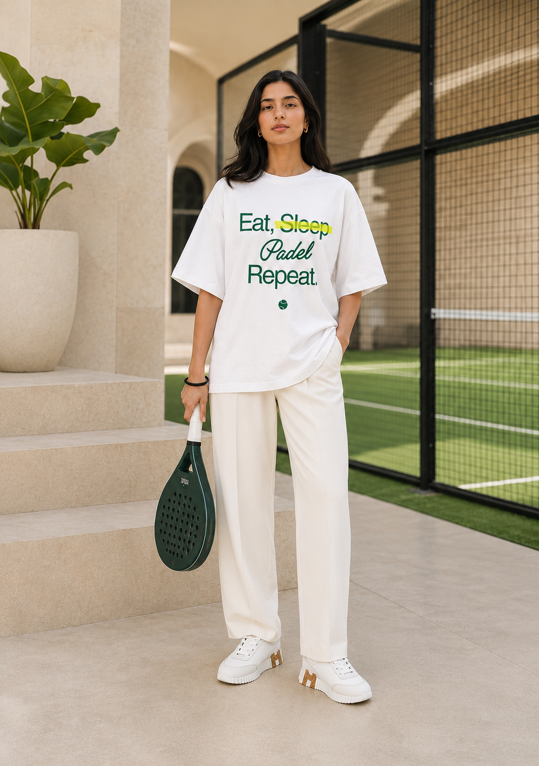 Unisex Oversized Padel Club Graphic T-Shirt – White