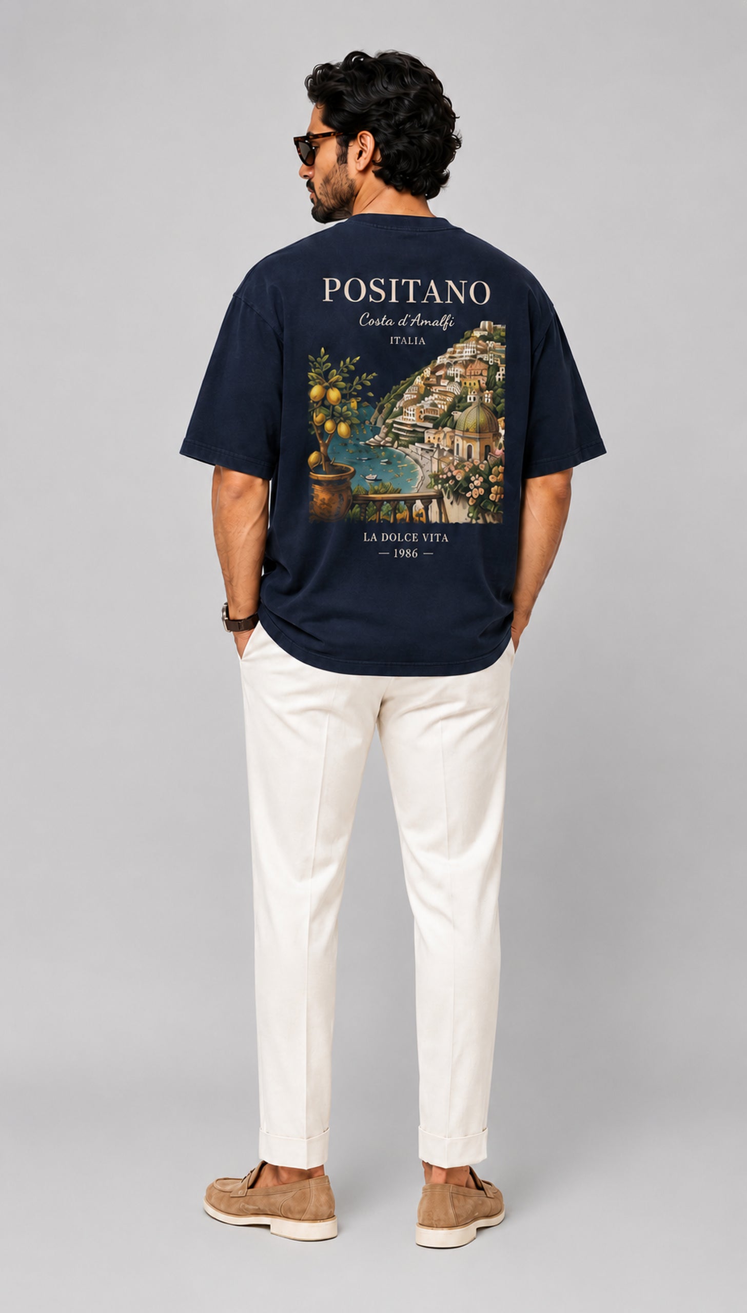 Positano Unisex Oversized T-Shirt – Navy