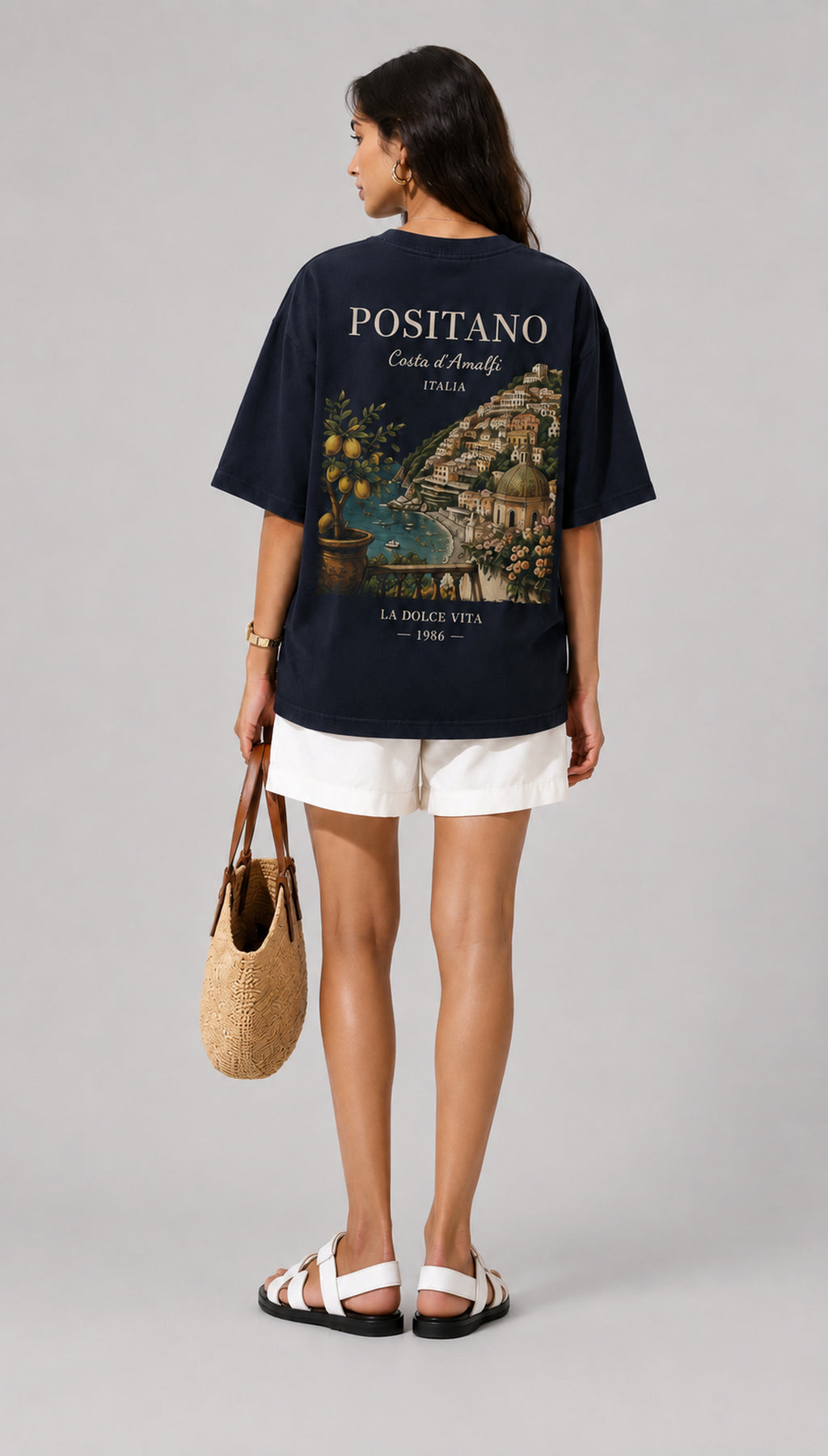 Positano Unisex Oversized T-Shirt – Navy