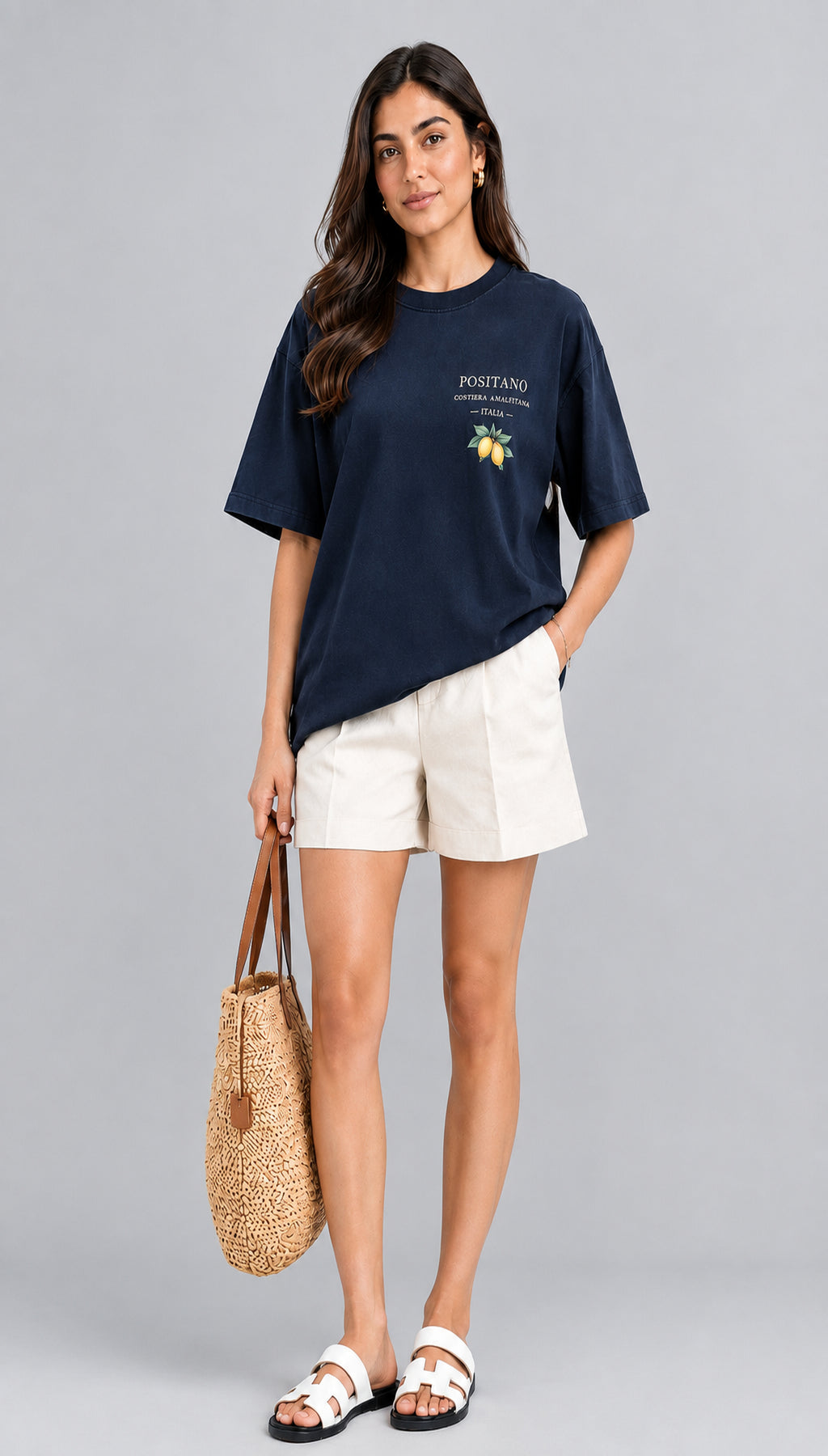 Positano Unisex Oversized T-Shirt – Navy