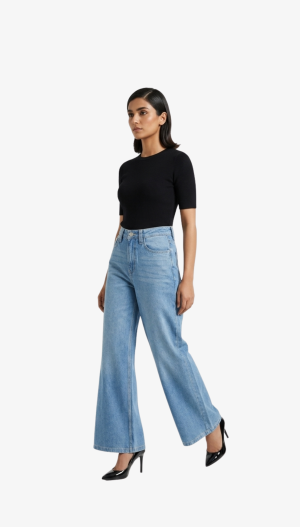 Ladies Rosie Wide Leg Jeans